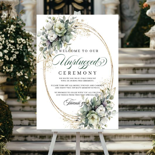 Botanical Green Goud Unplugged Ceremonie Huwelijk  Poster