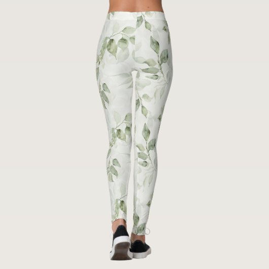 Botanical Green Leaf Pattern  Leggings (Achterkant)