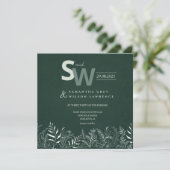 Botanical Green Leafy Wedding Invitation Kaart (Staand voorkant)