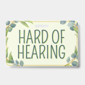 Botanical Green Leaves Hard of Hearing Deafness Badge (Back)