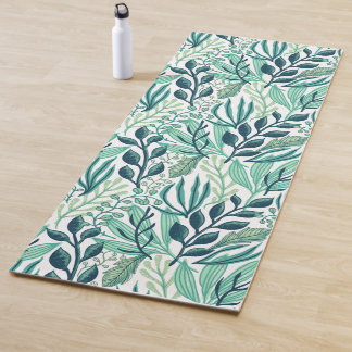 Botanical green leaves plants modern yogamat