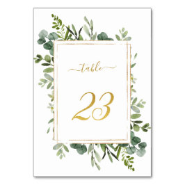 Botanical Green Wedding Gold Glitter Number 23, Kaart