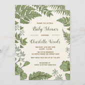 Botanical Greenery Baby shower Invitation Forest Kaart (Voorkant / Achterkant)