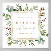 Botanical Greenery Christmas Bridal Shower Welcome Poster (Voorkant)