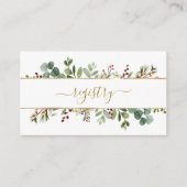 Botanical Greenery Christmas Wedding Registry Gold Informatiekaartje (Voorkant)