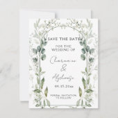 Botanical Greenery Eucalyptus Save The Date | Kaart (Voorkant)