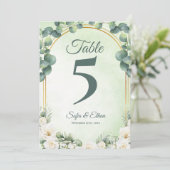 Botanical Greenery Eucalyptus Wedding Table Number Bedankkaart (Staand voorkant)