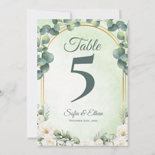 Botanical Greenery Eucalyptus Wedding Table Number Bedankkaart (Achterkant)