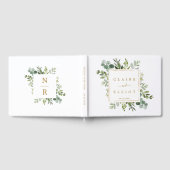 Botanical Greenery Gold Square Wedding Gastenboek (Volledig)