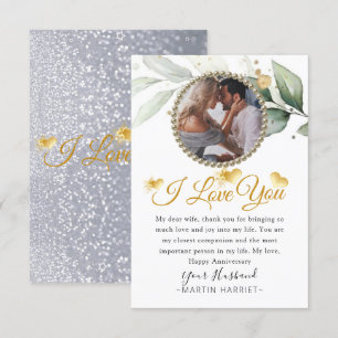 Botanical Greenery Photo Wife Jubileum Kaart