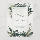 Botanical Greenery Sage Green Garden Wedding Aankondigingskaart (Voorkant)