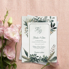 Botanical Greenery Sage Green Wedding Invitation Uitnodiging Briefkaart