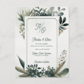 Botanical Greenery Sage Green Wedding Invitation Uitnodiging Briefkaart (Voorkant)