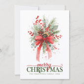  Botanical Greenery watercolor Merry Christmas Feestdagenkaart (Voorkant)