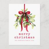 Botanical Greenery Watercolor Merry Christmas Feestdagenkaart (Voorkant)