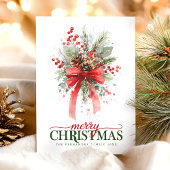  Botanical Greenery watercolor Merry Christmas Feestdagenkaart
