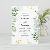 Botanical Greenery Waterverf huwelijksuitnodiging Kaart (Staand voorkant)