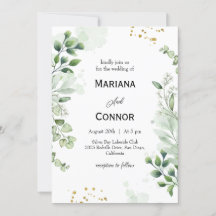 Botanical Greenery Waterverf huwelijksuitnodiging