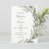 Botanical Greenery Waterverf huwelijksuitnodiging Kaart (Staand voorkant)