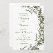 Botanical Greenery Waterverf huwelijksuitnodiging Kaart (Voorkant / Achterkant)