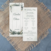 Botanical Greenery Wedding Ceremony Program Card  Kaart