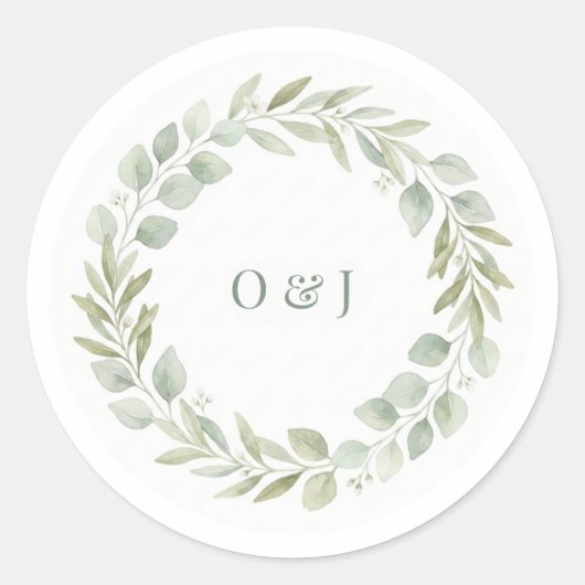 Botanical Greenery Wedding Envelope Seals Ronde Sticker (Voorkant)