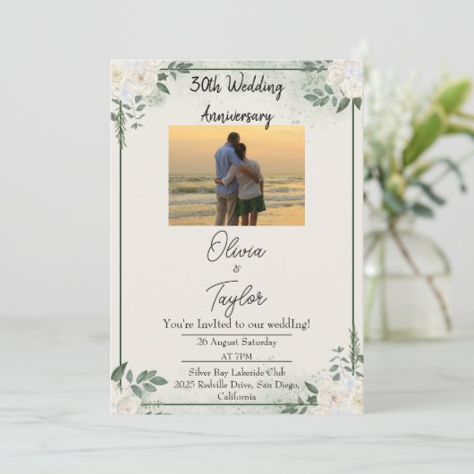 Botanical Greenery Wedding Jubileum Kaart (Staand voorkant)