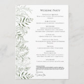 Botanical Greenery Wedding Program Card Programmakaart (Achterkant)