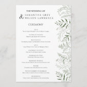 Botanical Greenery Wedding Program Card Programmakaart (Voorkant)