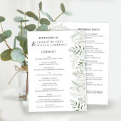 Botanical Greenery Wedding Program Card Programmakaart