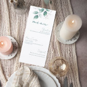 Botanical Greenery Wedding Reception Menu
