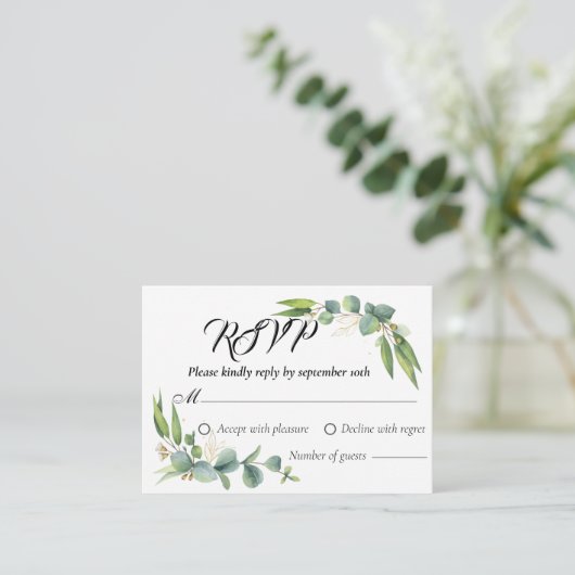 Botanical Greenery Wedding Response RSVP kaarten (Staand voorkant)