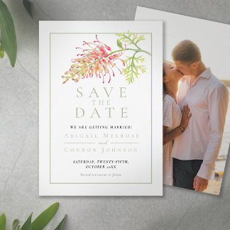 Botanical Grevillea Floral Photo Save The Date