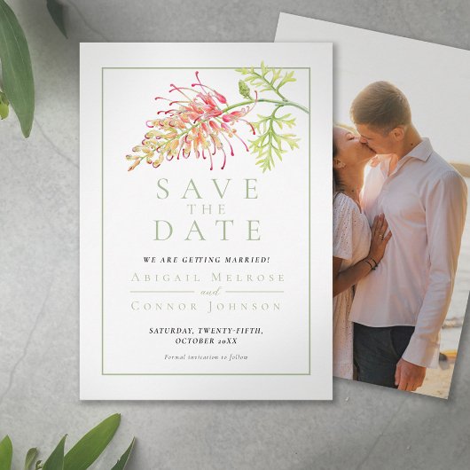 Botanical Grevillea Floral Photo  Save The Date
