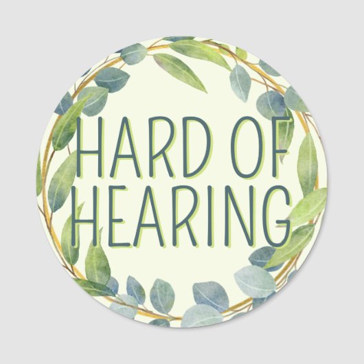 Botanical Hard of Hearing Green Deafness Naamplaatje (Voorkant)