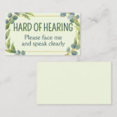Botanical Hard of Hearing Green Deafness Visitekaartje (Voorkant / Achterkant)