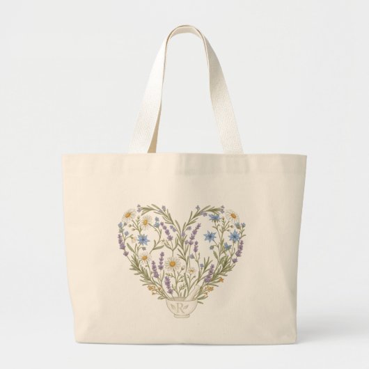 Botanical Heart Apothecary Pharmacy Flower  Grote Tote Bag (Voorkant)