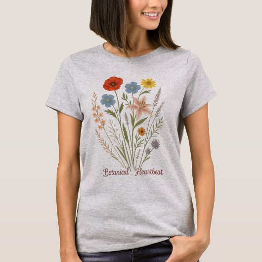 Botanical Heartbeat- dgn by Maaya Prints, Women's T-shirt (Voorkant)