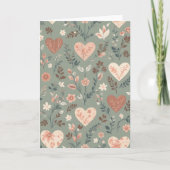 Botanical Hearts Romantic Floral Seamless Pattern Kaart (Voorkant)