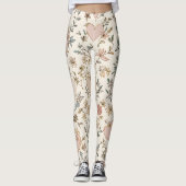 Botanical Hearts Romantic Floral Valentine Pattern Leggings (Voorkant)