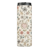 Botanical Hearts Romantic Floral Valentine Pattern Thermosbeker (Achterkant)