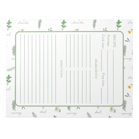 Botanical Herb Recipe Notitieblok (Voorkant)