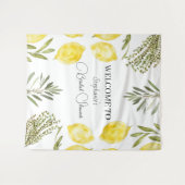 Botanical Herbs Lemons Watercolor Bridal Shower  Wandkleed (Voorkant (horizontaal))