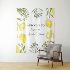 Botanical Herbs Lemons Watercolor Bridal Shower  Wandkleed
