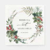 Botanical Holiday Greenery Red Berries Wedding Servet (Voorkant)