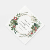 Botanical Holiday Greenery Red Berries Wedding Servet (Hoek)