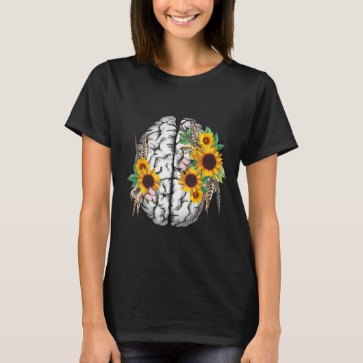 Botanical human brain mental health artistic anato t-shirt (Voorkant)