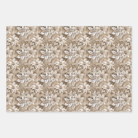 Botanical Illustrations and Beige and White Damask Inpakpapier Vel (Voorkant 3)