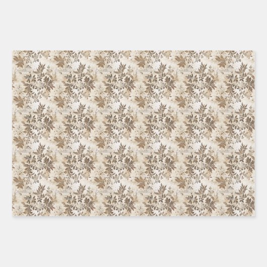 Botanical Illustrations and Beige and White Damask Inpakpapier Vel (Voorkant 2)