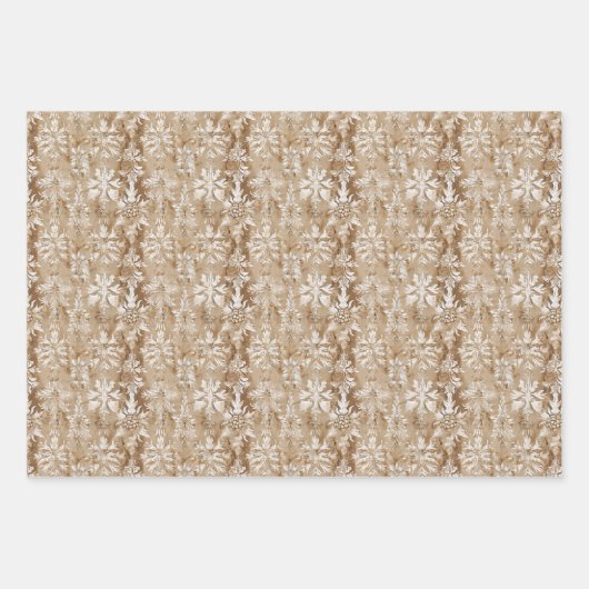 Botanical Illustrations and Beige and White Damask Inpakpapier Vel (Voorkant)